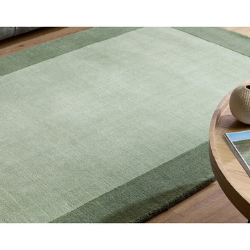 Borders Modern Plain Contrast Border Textured Hand-Woven Wool Soft Sage Green/Olive Green Rug-Origins-Rug Love - The Most Loved Rug Store